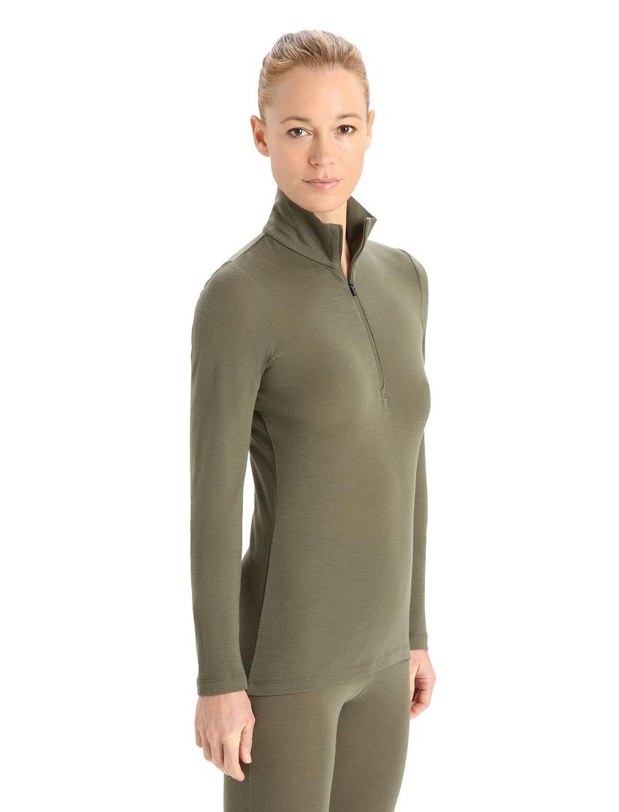 Women\'s Icebreaker Merino 175 Everyday Long Sleeve Half Zip Thermal Top Base Layers Loden | CA 1085VRWD